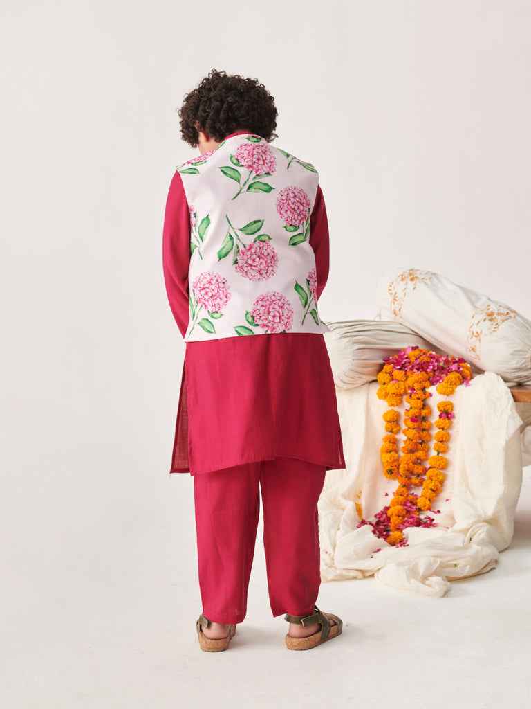 Boys Printed Regular Kurta With Pyjamas (KP-WINETESCA)