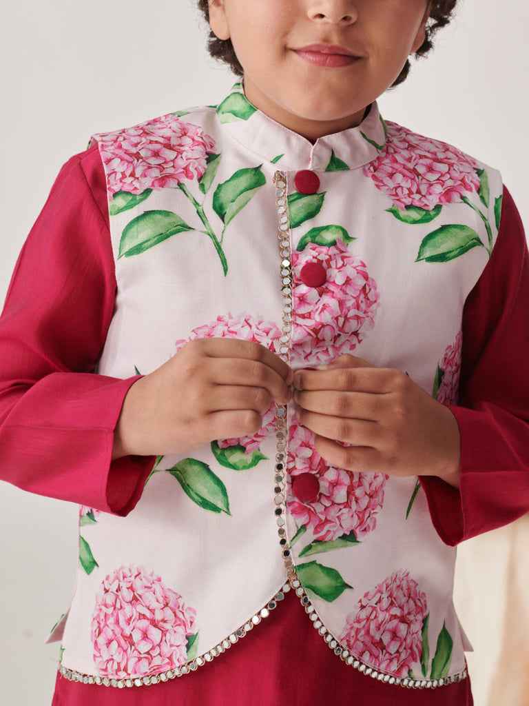 Boys Printed Regular Kurta With Pyjamas (KP-WINETESCA)