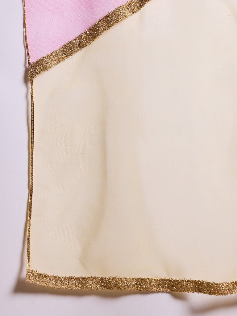 Pspeaches Girls Cotton Sleeveless Round Neck Gota Pati Embellished Lehenga Choli Set with Dupatta for Girls (L-YELLOWALLOVERPRINT)