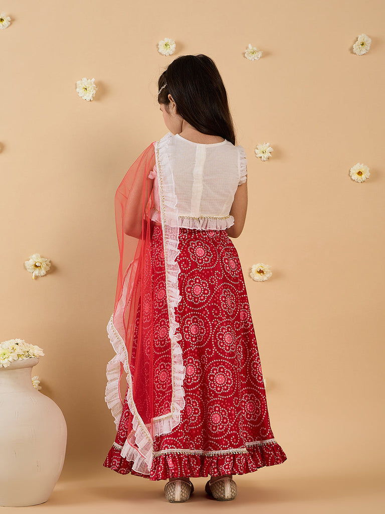 Magenta & White 3-Piece Lehenga And Choli Set (L25010510)