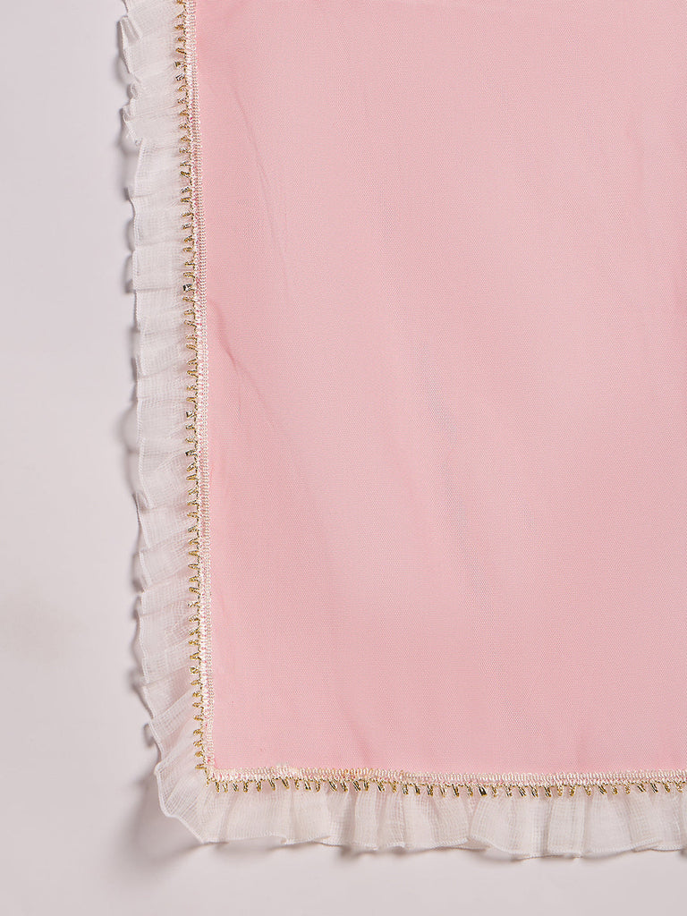 Magenta & White 3-Piece Lehenga And Choli Set (L25010510)