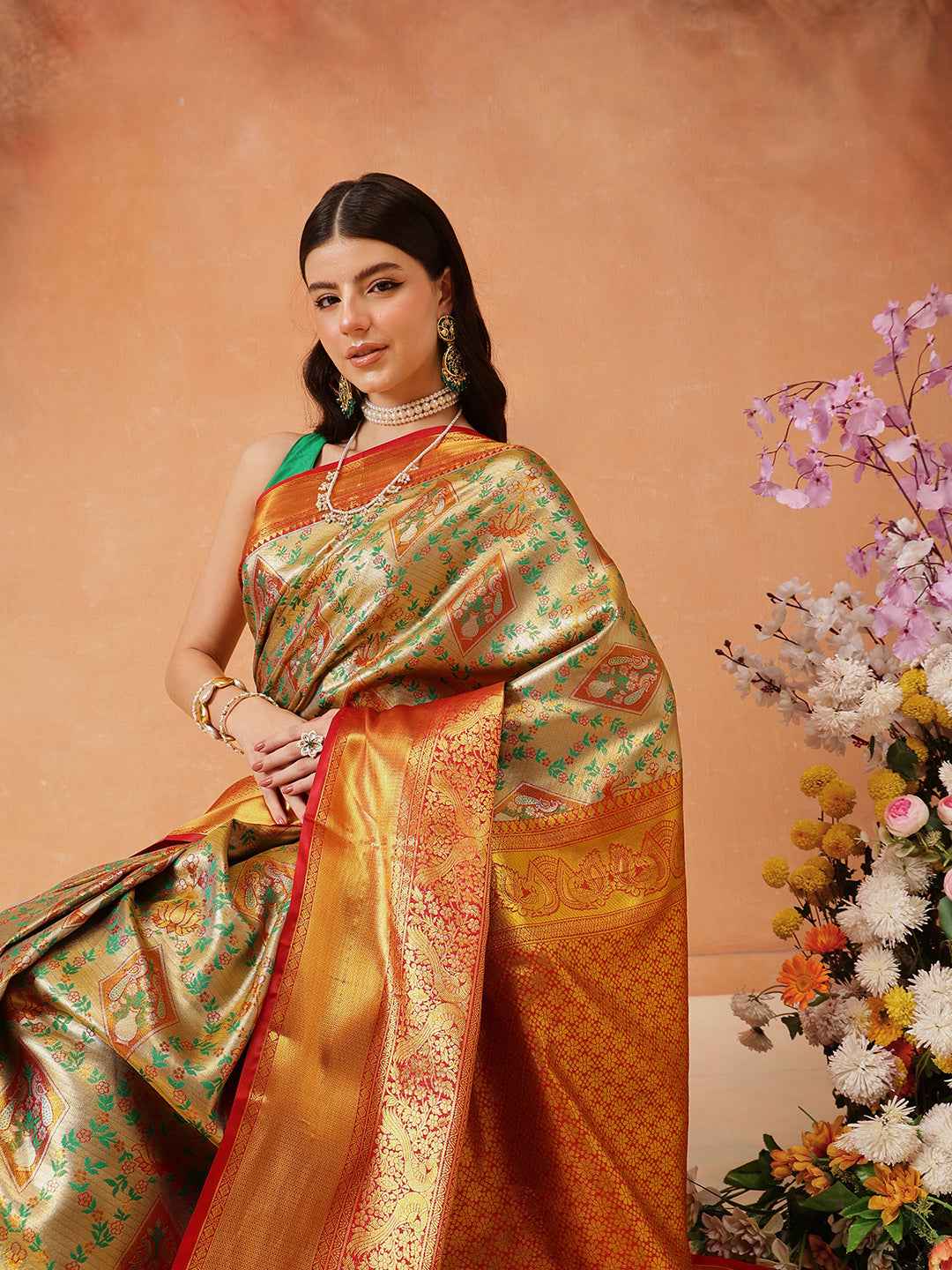 Pure Silk Royal Kanchipuram Pattu Multicolor Regal Weave Saree