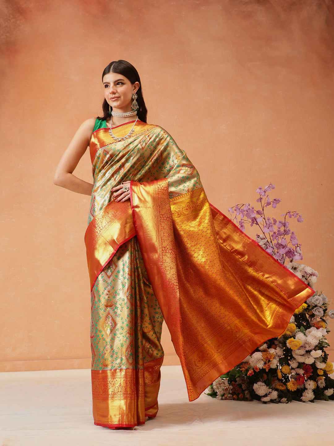 Pure Silk Royal Kanchipuram Pattu Multicolor Regal Weave Saree