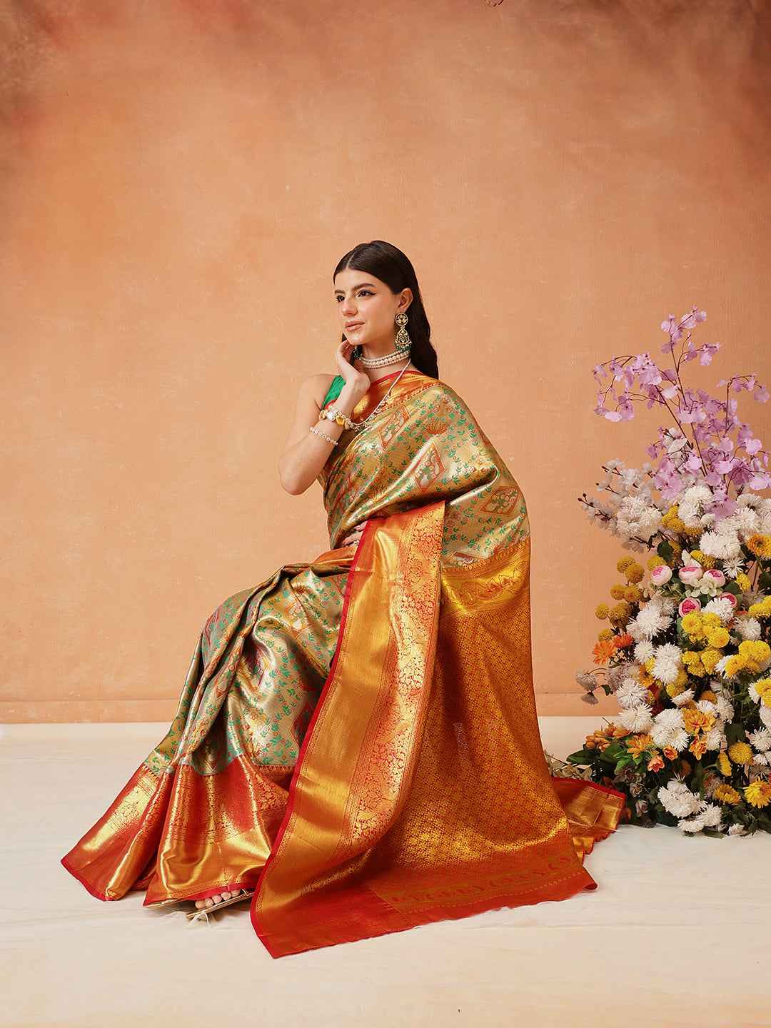 Pure Silk Royal Kanchipuram Pattu Multicolor Regal Weave Saree
