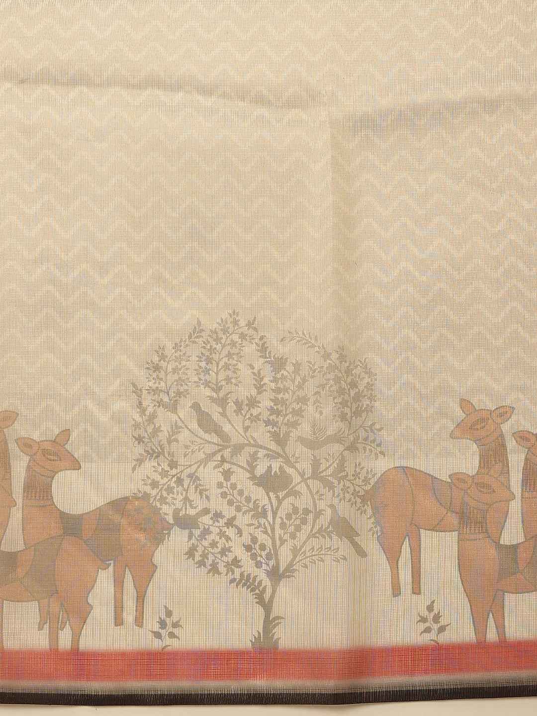 Pichwai Digital Printed Muga Tissue Saree