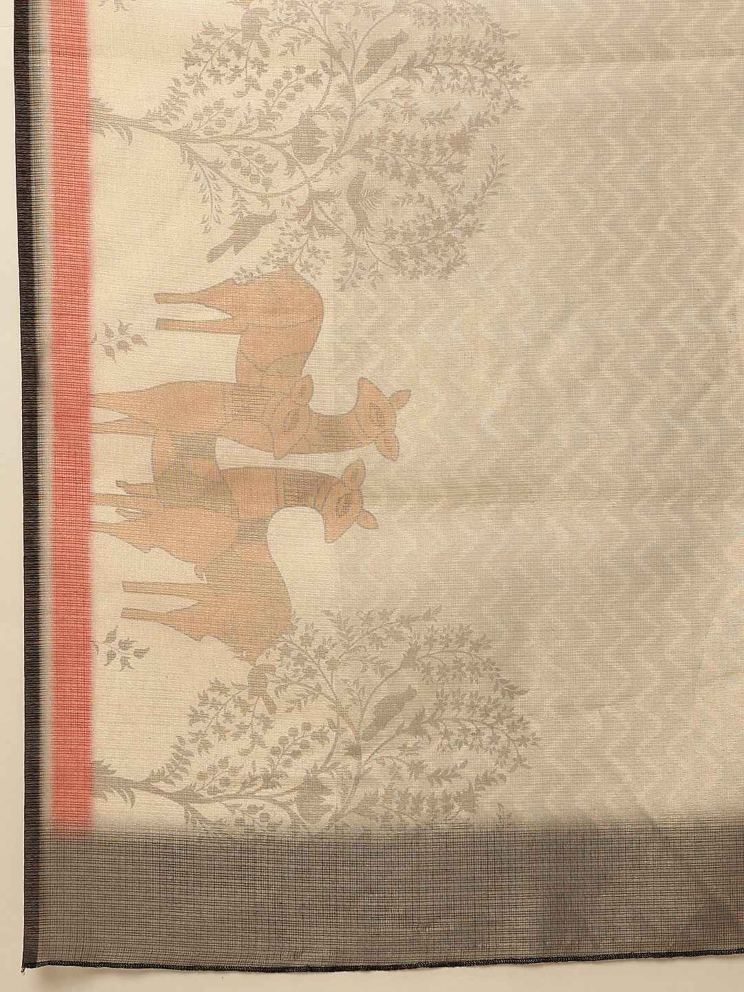 Pichwai Digital Printed Muga Tissue Saree