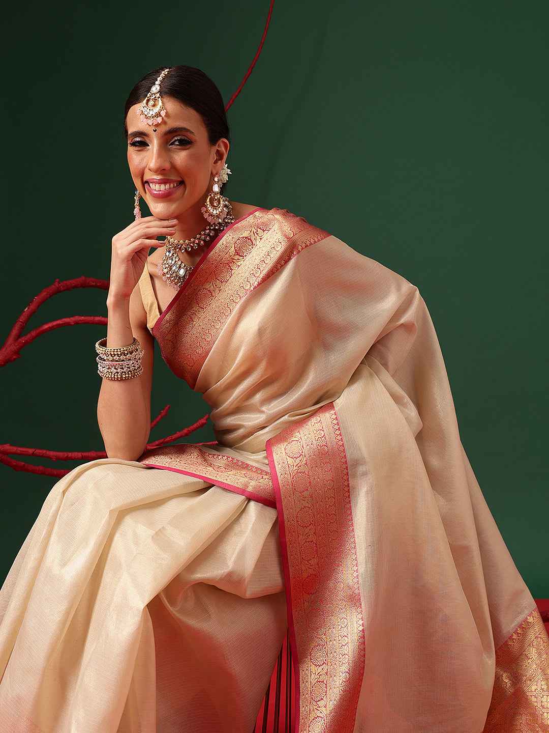 Banarasi Soft Crushed Tissue Silk Saree