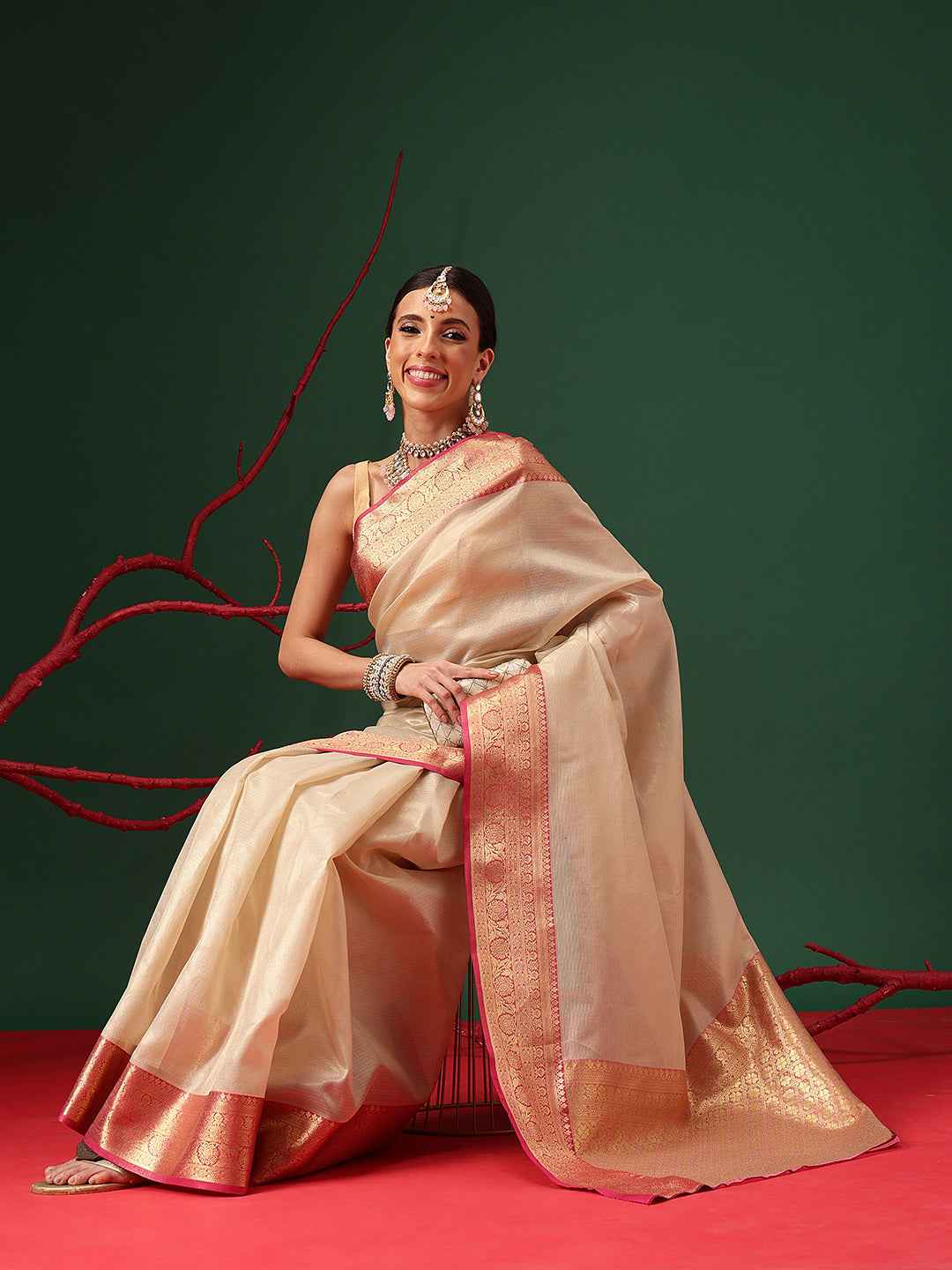 Banarasi Soft Crushed Tissue Silk Saree