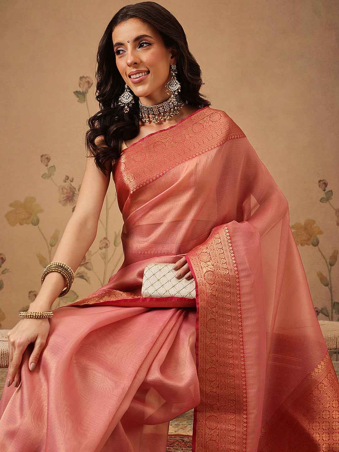 Banarasi Soft Crushed Tissue Silk Saree