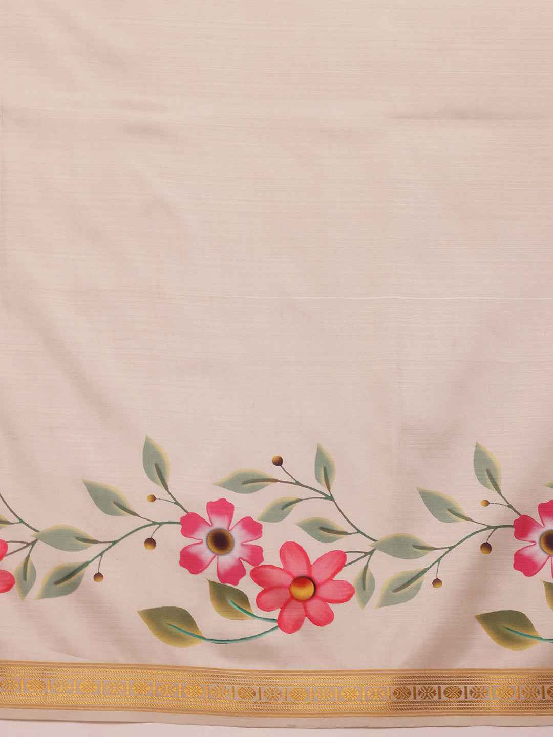 Onam Special Floral Printed Silk Kasavu Saree