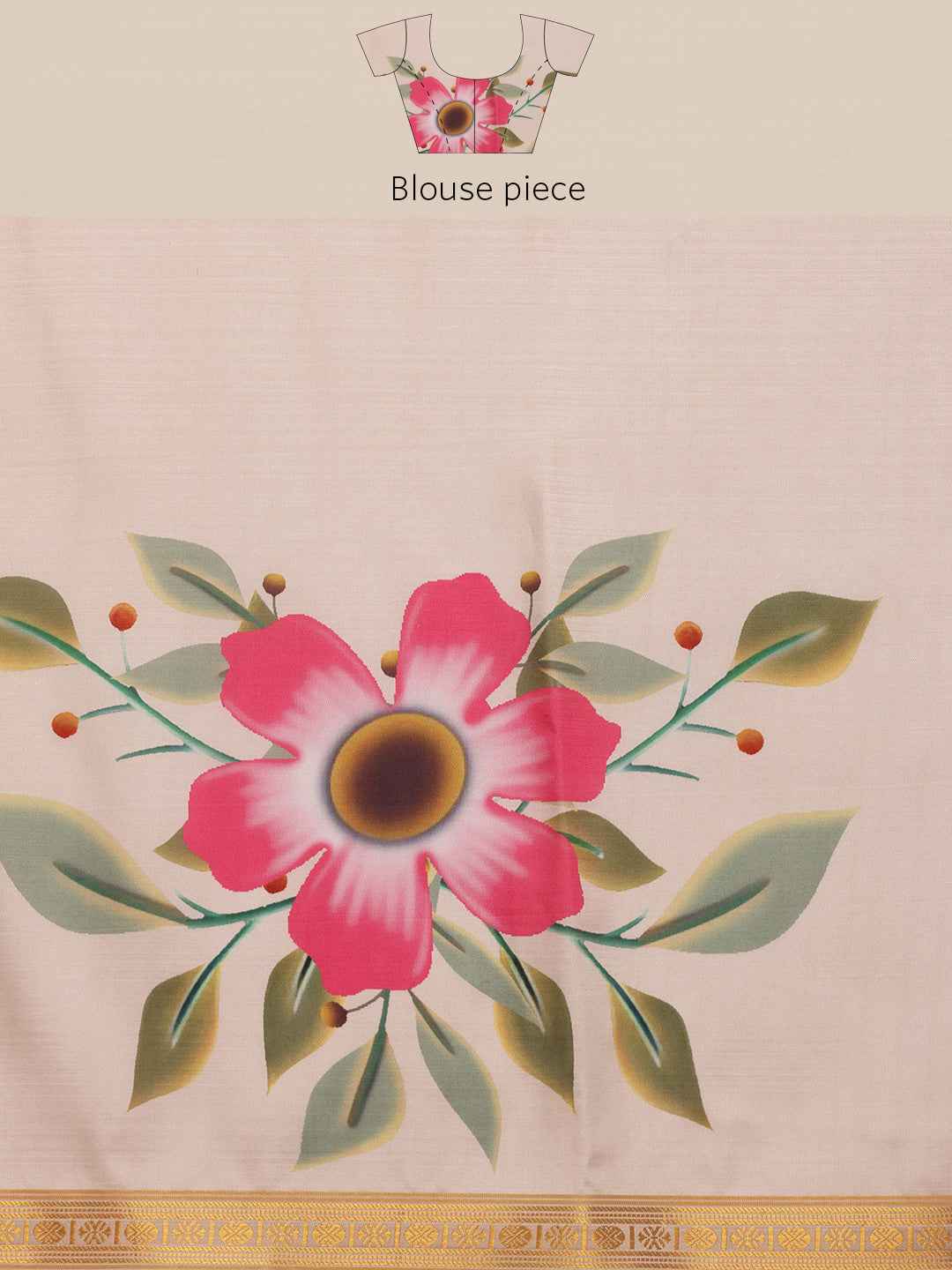 Onam Special Floral Printed Silk Kasavu Saree