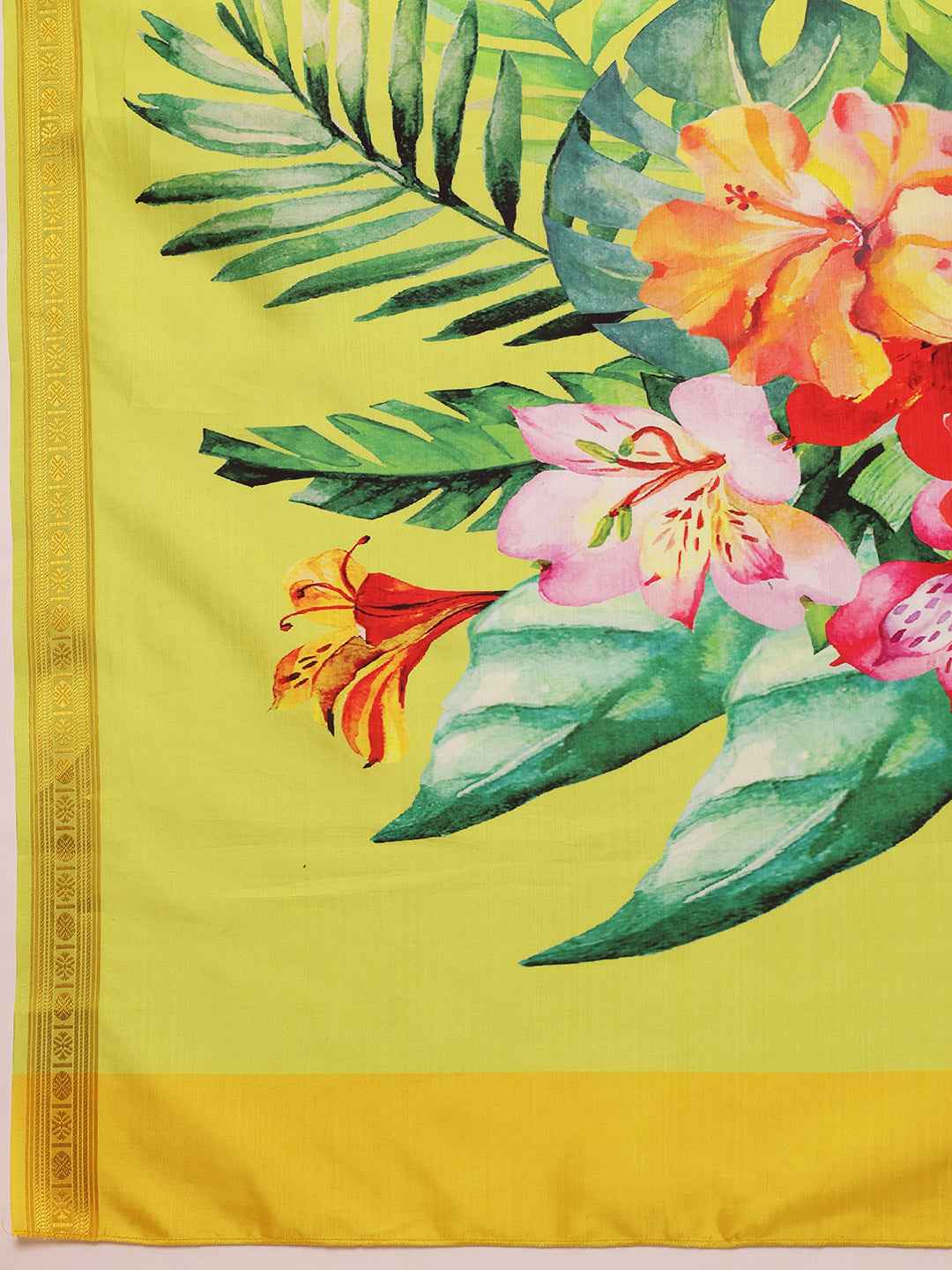 Onam Special Floral Printed Silk Kasavu Saree