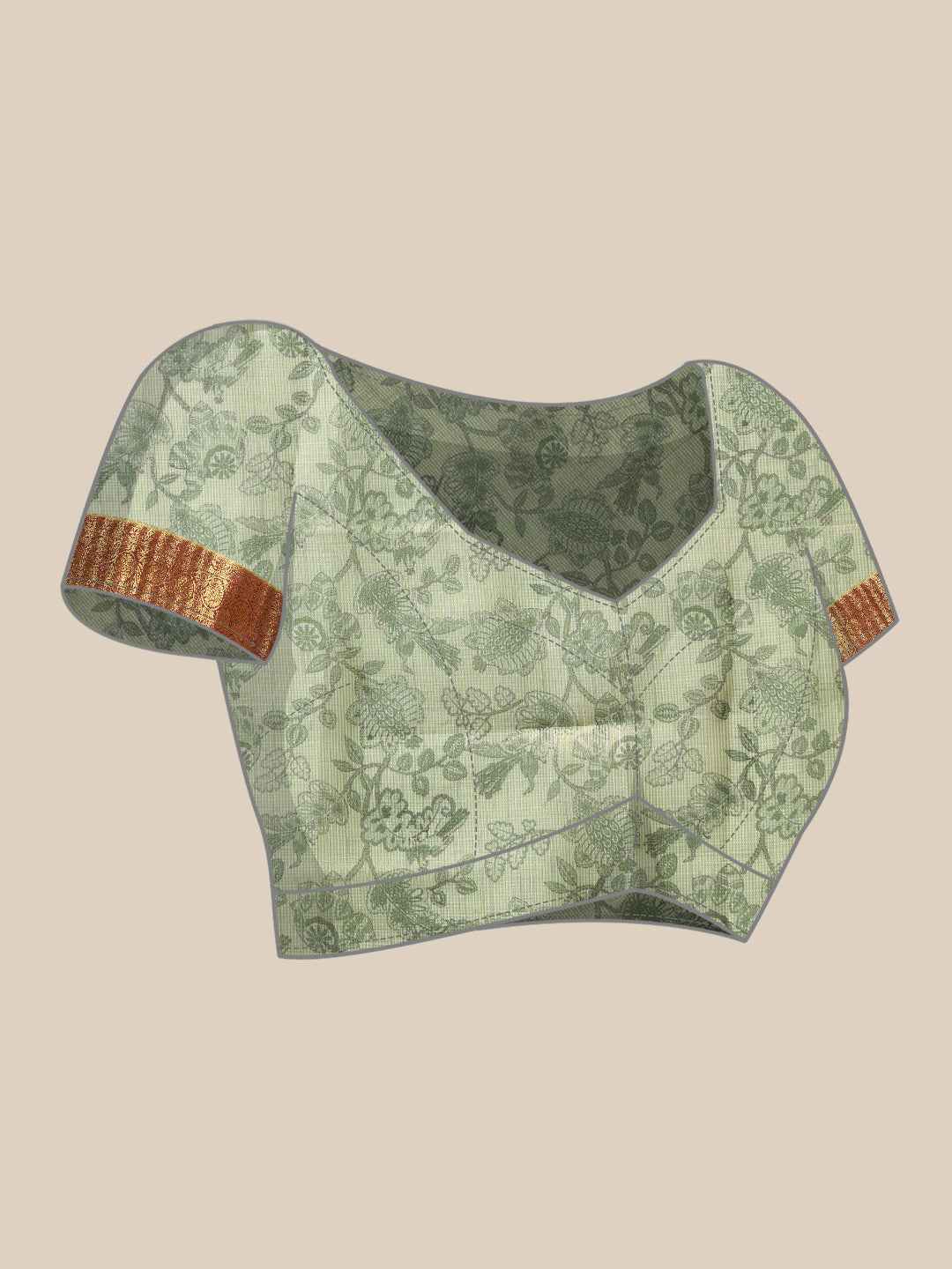 Animal & Floral Digital Printed Muga Silk Saree