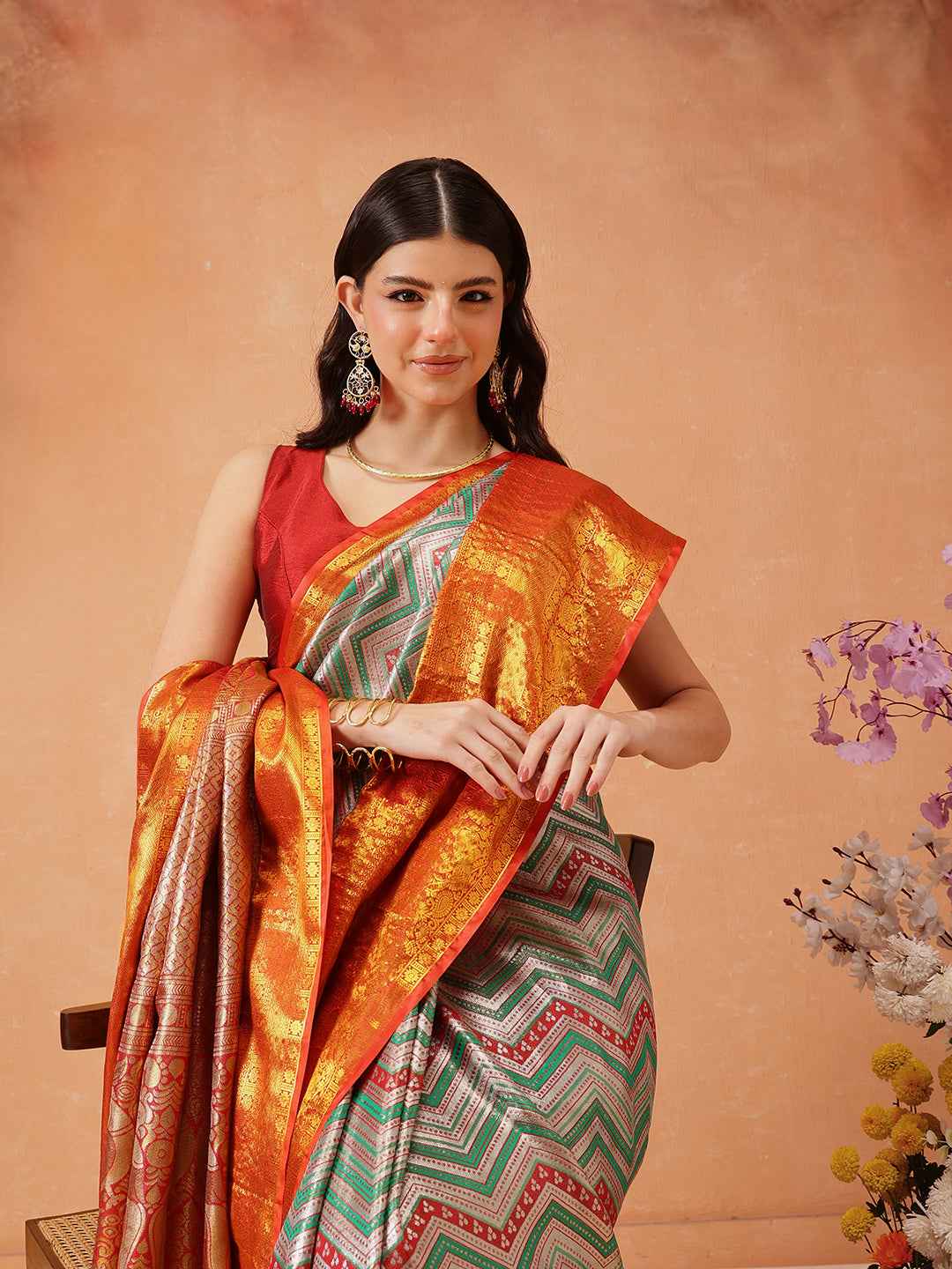 Pure Silk Royal Kanchipuram Pattu Multicolor Regal Weave Saree