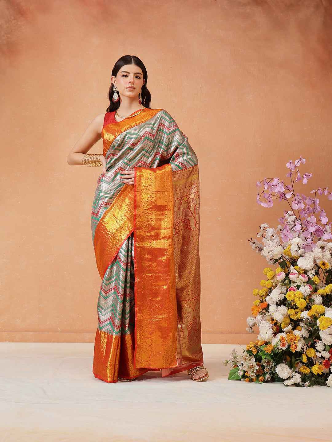 Pure Silk Royal Kanchipuram Pattu Multicolor Regal Weave Saree