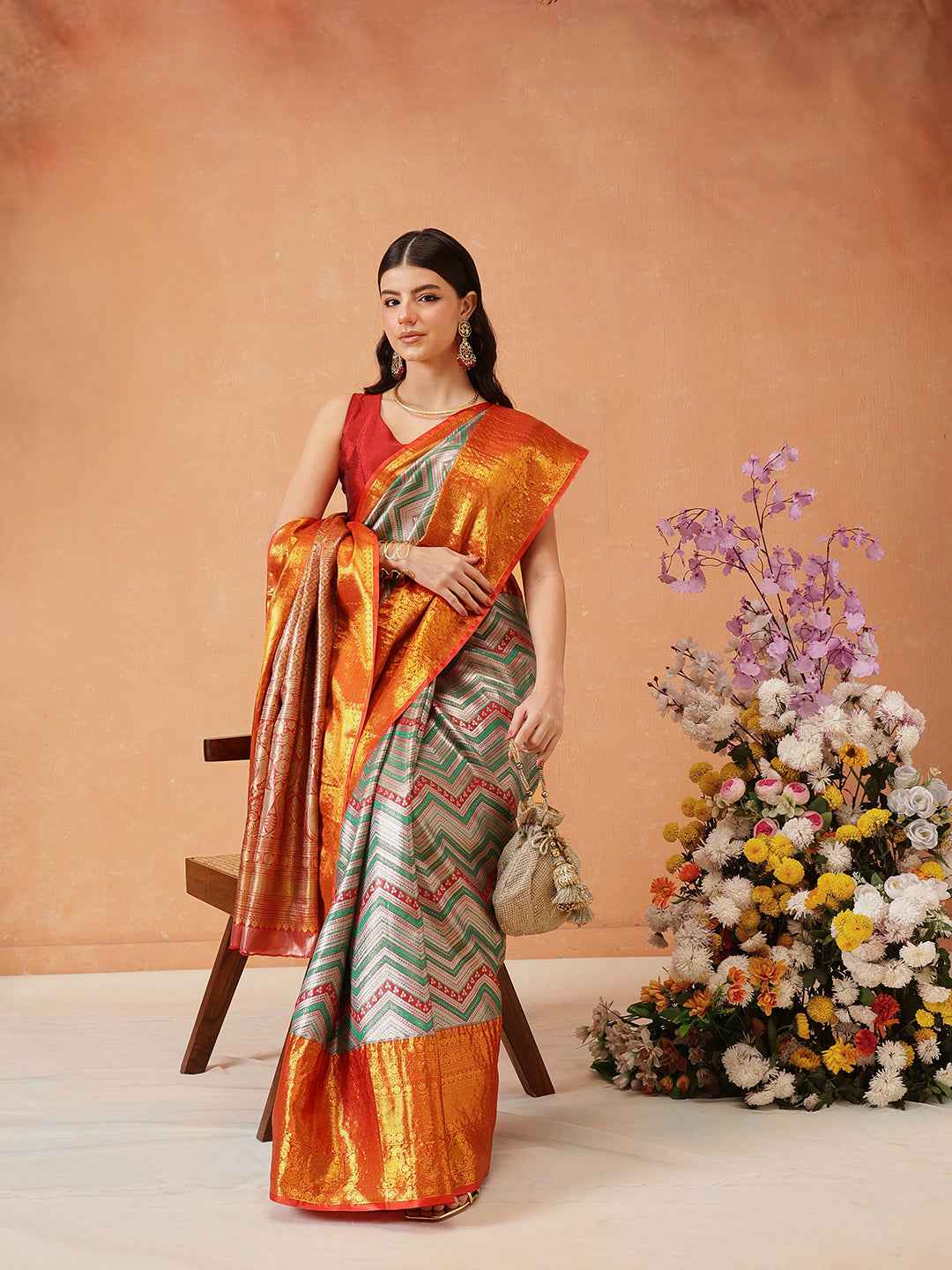 Pure Silk Royal Kanchipuram Pattu Multicolor Regal Weave Saree