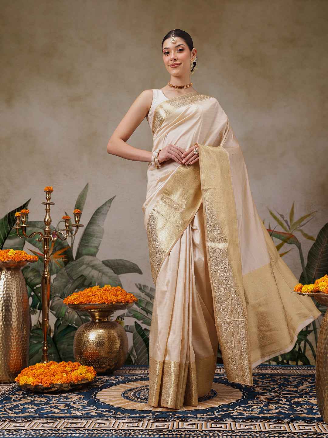 Onam Special Solid Silk Zari Woven Saree