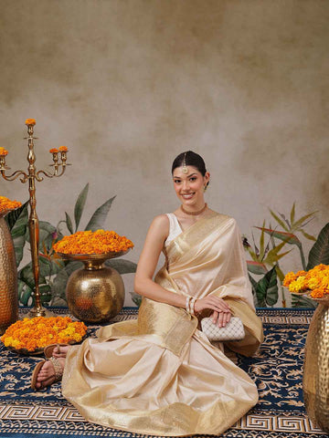 Onam Special Solid Silk Zari Woven Saree