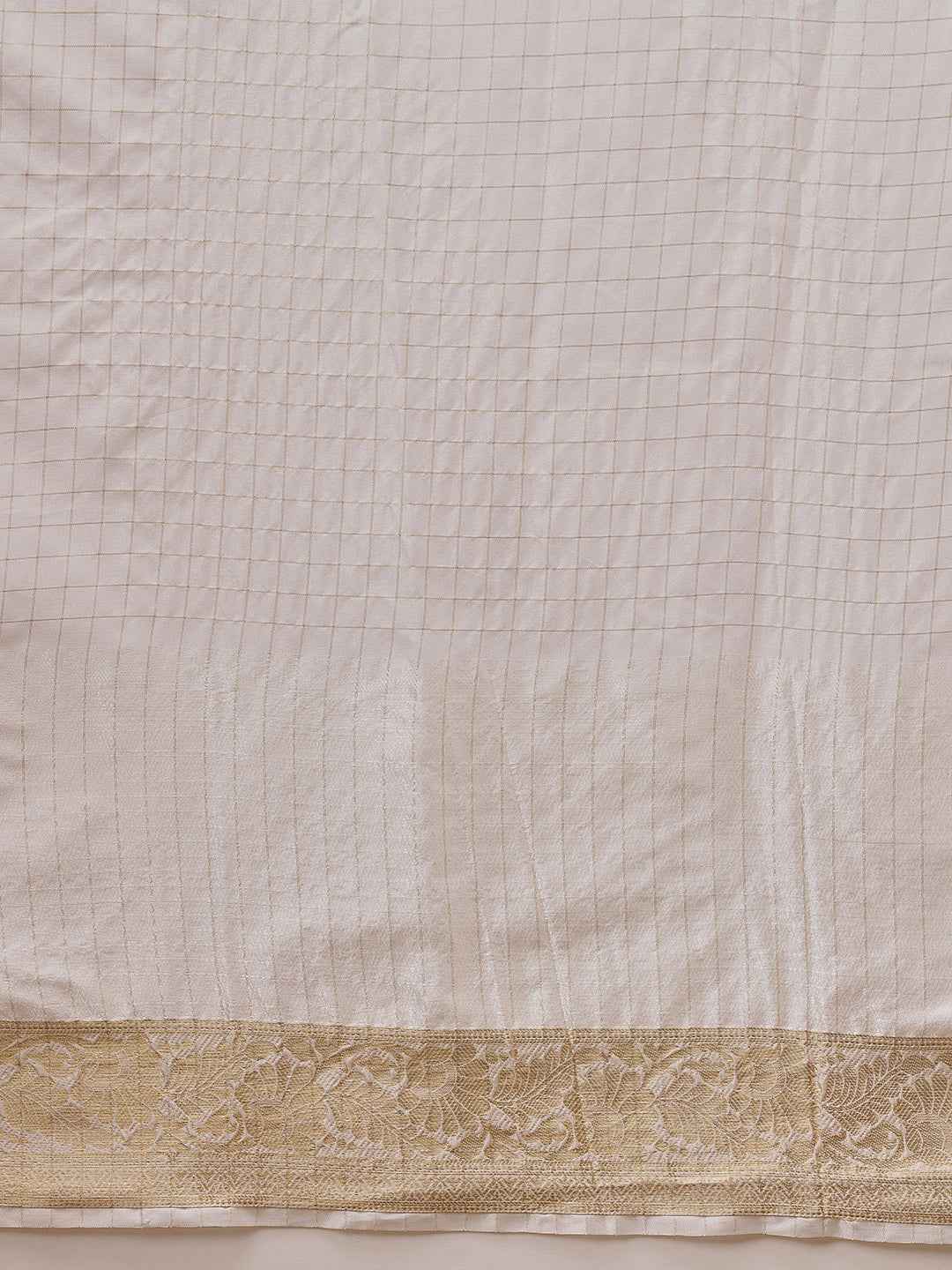 Onam Special Checks Pattern Off White Saree