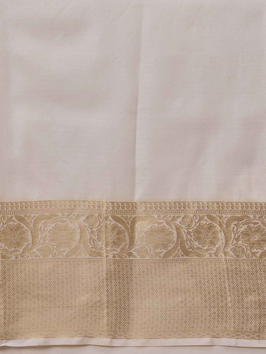 Onam Special Off White Zari Woven Saree