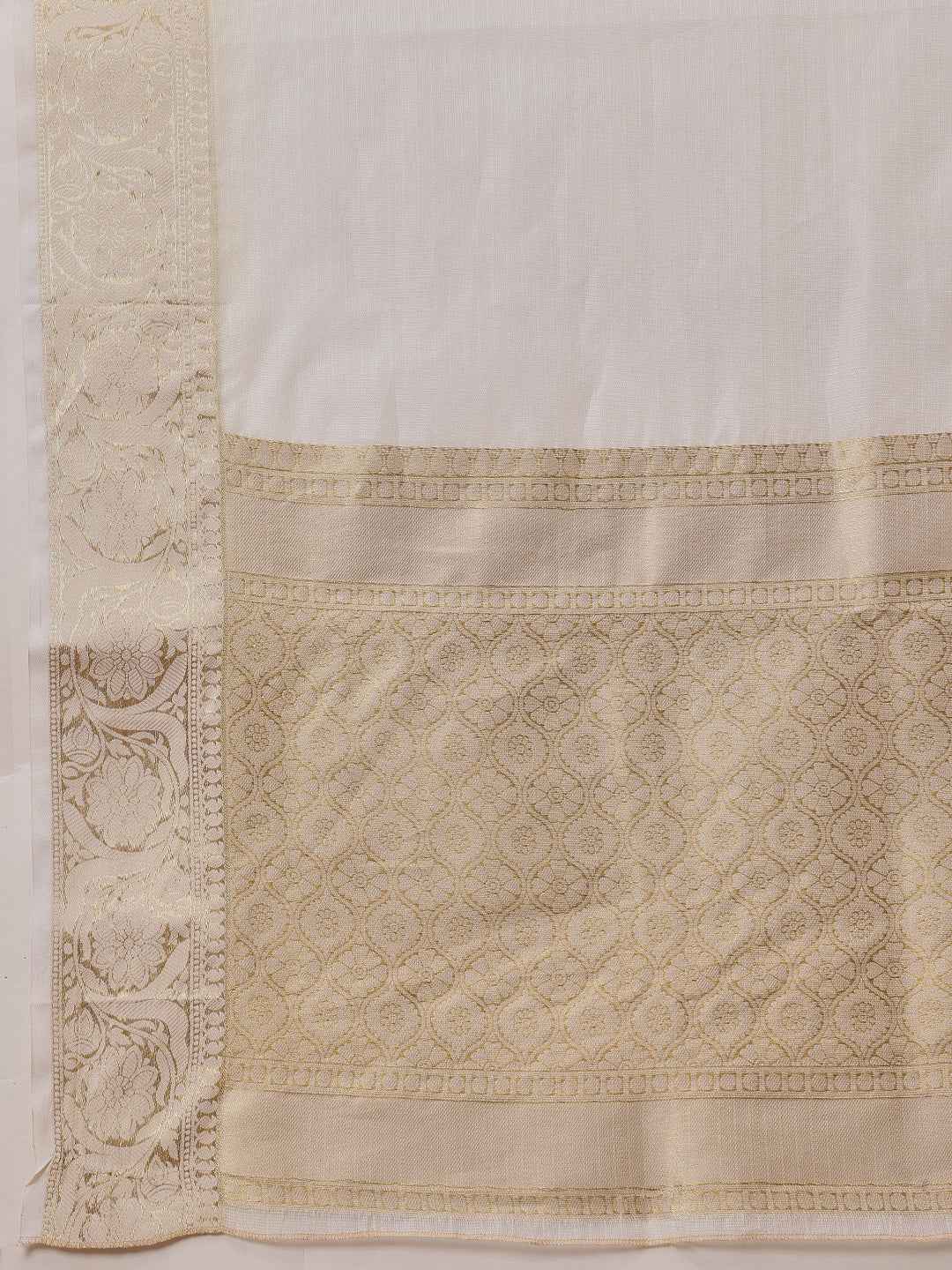 Onam Special Off White Zari Woven Saree