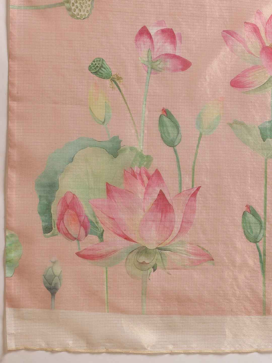 Women's Printed Muga Zari Tissue Silk Saree