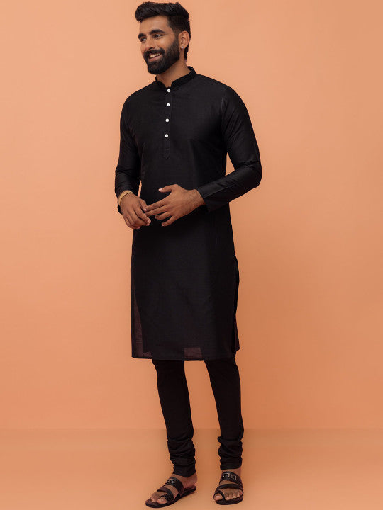 KISAH Mandarin Collar Straight Kurta with Churidar & Printed Jacket
