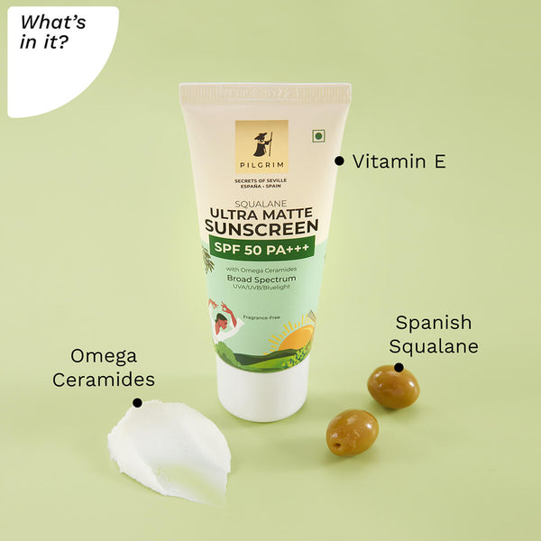 Pilgrim Squalane Ultra Matte Sunscreen SPF 50 PA+++ 50g