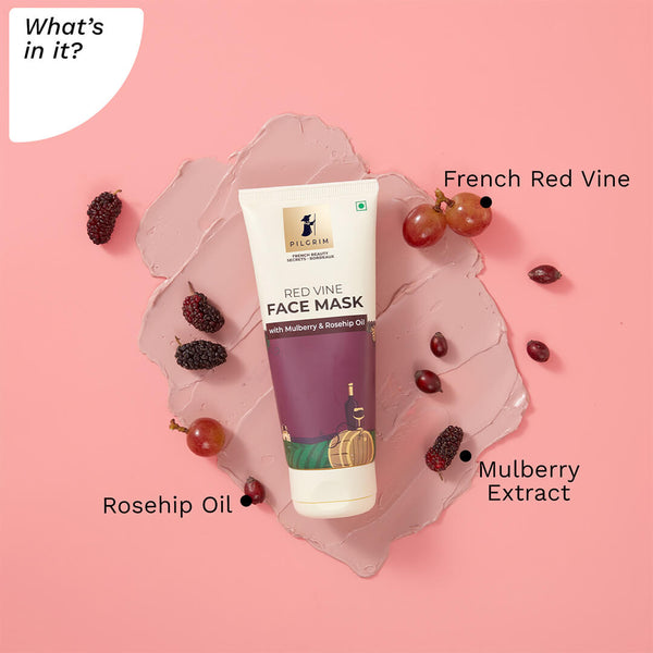 Pilgrim Red Vine Face Mask with Mulberry & Rosehip Oil 100gm