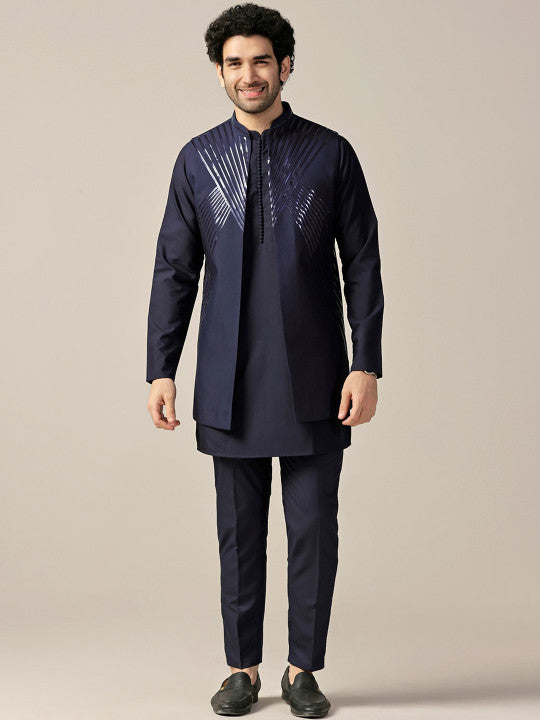 KISAH Embroidered Regular Kurta with Trouser & Nehru jacket