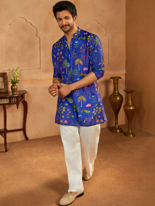 VASTRAMAY Men Floral Printed Regular Kurta with Trousers