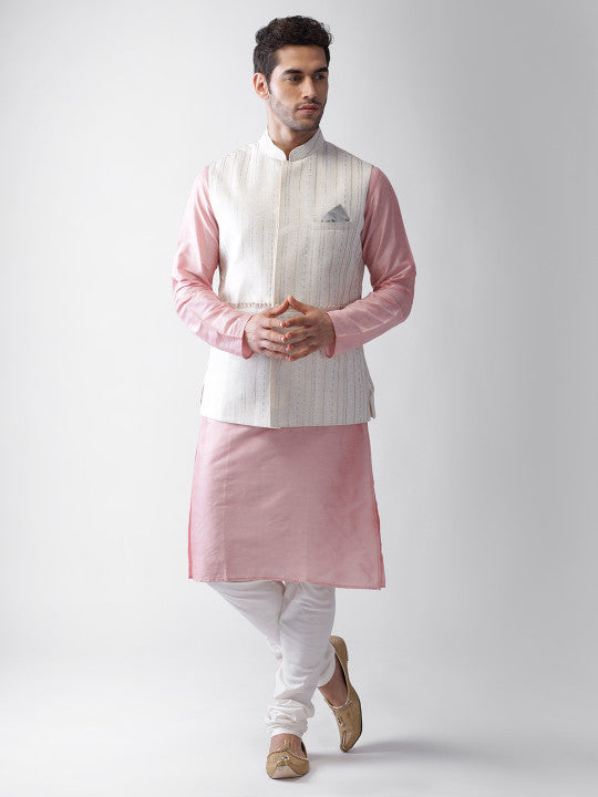 Men Regular Fit Printed Kurta Jacket Churidar Set