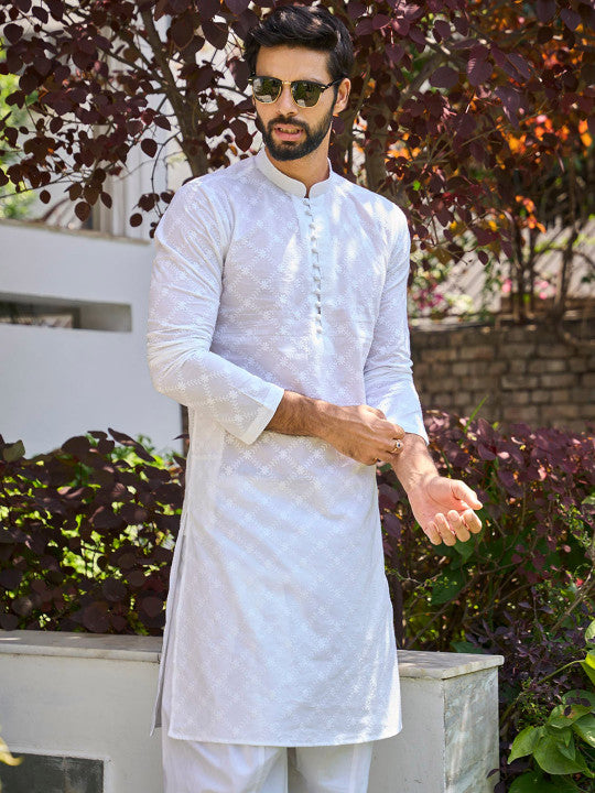 See Designs Ethnic Motifs Embroidered Chikankari Pure Cotton Kurta With Salwar