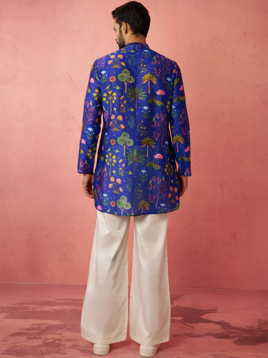 VASTRAMAY Men Floral Printed Regular Kurta with Trousers