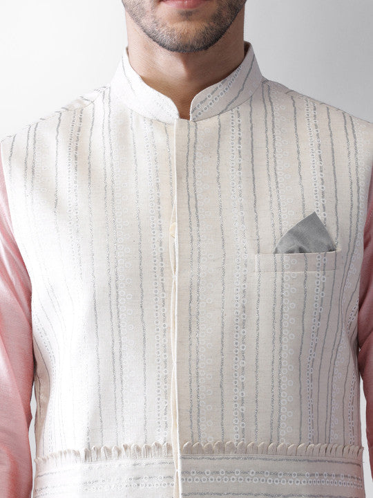 Men Regular Fit Printed Kurta Jacket Churidar Set