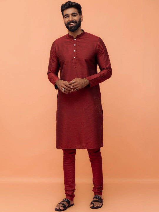 KISAH Men Printed Kurta Nehru Jacket Churidar Set