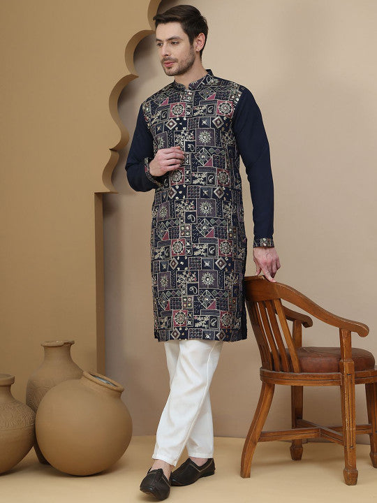Jompers Men Ethnic Motifs Embroidered Kurta with Pyjama