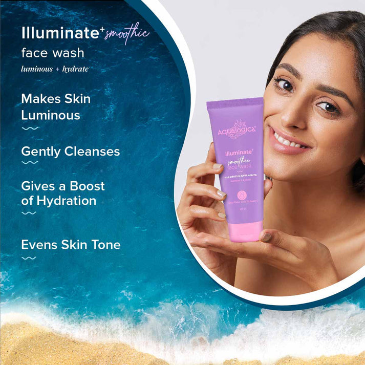 Aqualogica IIIuminate+ Smoothie Face Wash with Wild Berries & Alpha Arbutin for Luminous Glow - 100ml