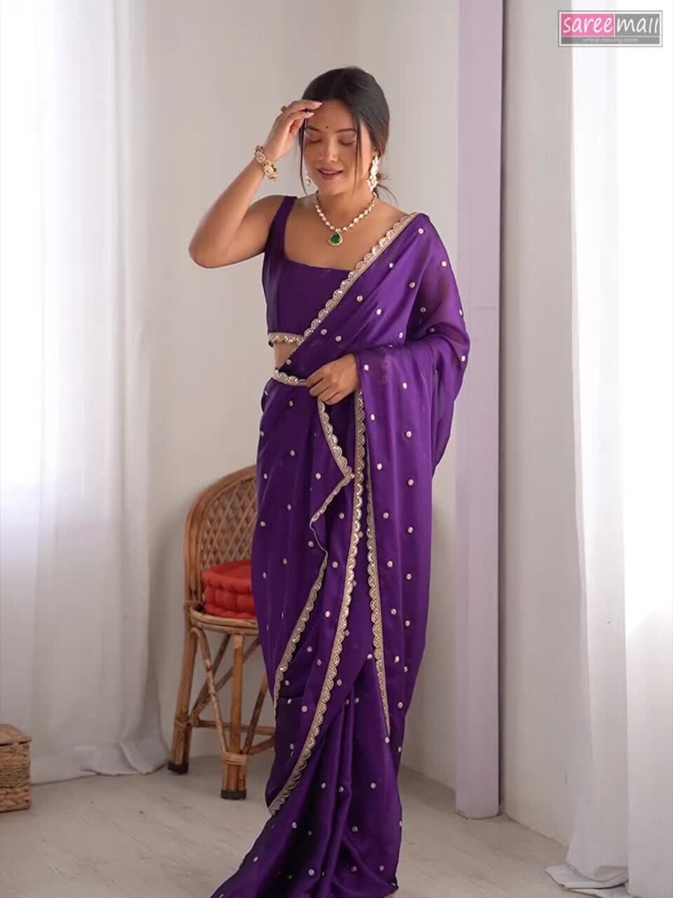 Saree mall Floral Sequinned Pure Georgette Sarees - Dhevu