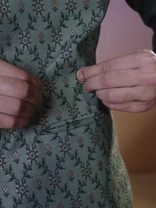 KISAH Mandarin Collar Straight Kurta With Churidar & Nehru Jacket