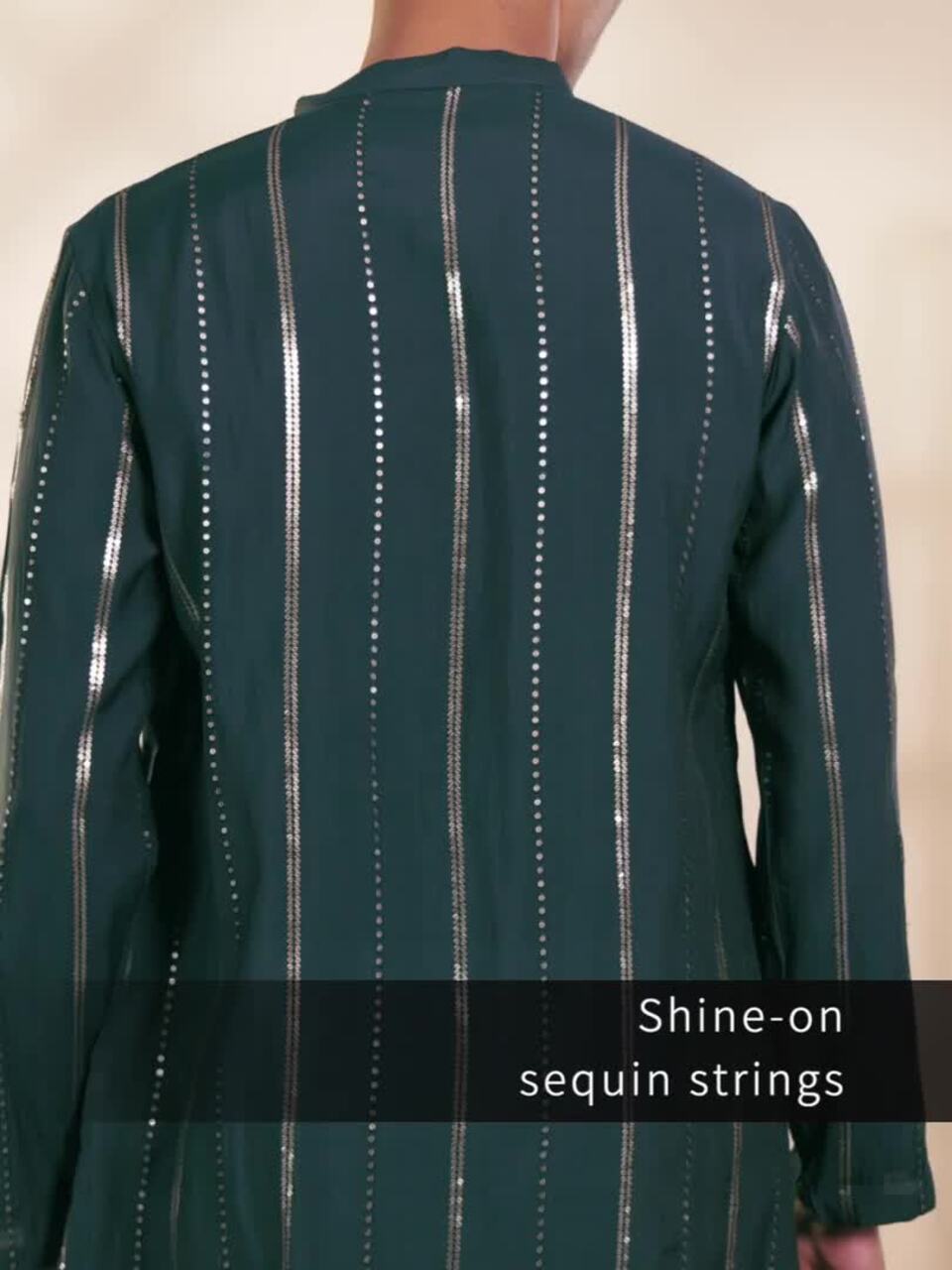 See Designs Embroidered Regular Sequinned Chanderi Silk Kurta with Pyjamas