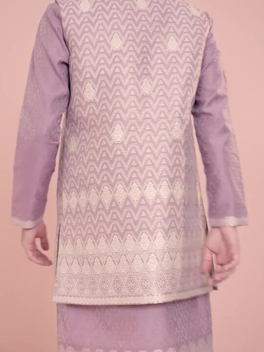 KISAH Ethnic Motifs Woven Design Regular Kurta & Trousers With Nehru Jacket