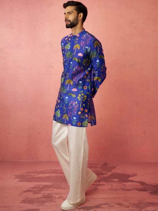 VASTRAMAY Men Floral Printed Regular Kurta with Trousers