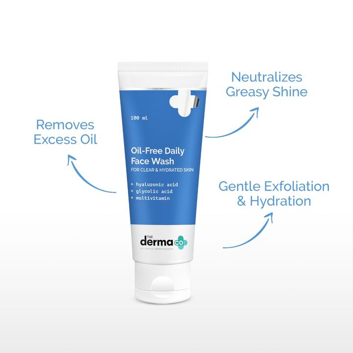 The Derma Co Oil-Free Daily Face Wash With Hyaluronic Acid, Glycolic Acid & Multivitamins for Clear & Hydrated Skin - 100ml