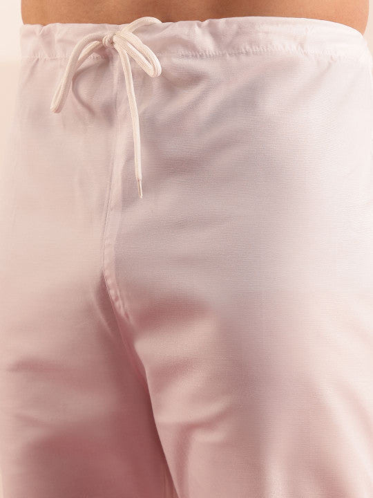 SOJANYA Floral Embroidered Cotton Silk Straight Kurta With Pyjama & Nehru Jacket