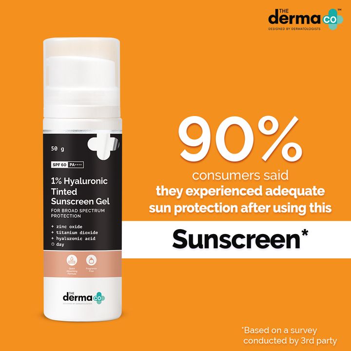 The Derma Co 1% Hyaluronic Tinted Sunscreen Gel for Broad Spectrum Protection - 50g