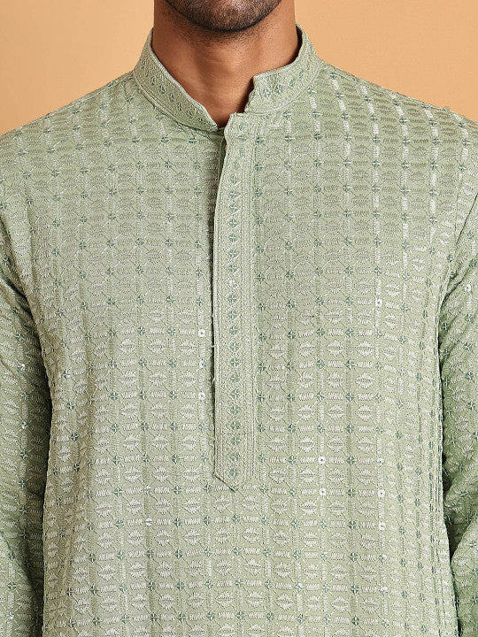 Anouk Men Embroidered Regular Chikankari Kurta with Pyjamas